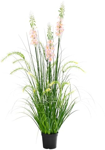 ZEEOZE Plantas Artificiales de 90cm con Tres Flores Plantas Artificiales Decorativas Planta Artificial Exterior Interior para Decoracion Hogar Salon Casa Room Decor Jardín Oficina (1 Paquete)