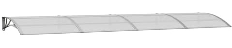 Foknhdi Auvent de porte en verre 400 x 100 cm, 5 mm en aluminium polycarbonate, gris, résistant aux intempéries, moderne, pour entrée, terrasse, balcon, carport,