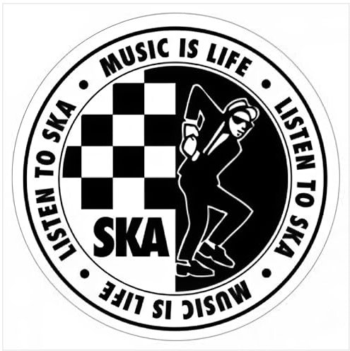 1art1 Ska Listen to Ska, Music is Life Logo Poster-Sticker Tattoo Aufkleber 9x9 cm