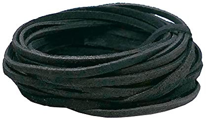 3mm Flat Real Leather Black 2 Metres, Suede Thong Cord String, Necklace/Bracelet