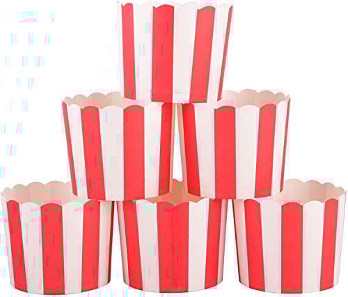Webake Paper Muffin Cases for Baking 50 Pcs Cupcake Cases Baking Cups Tins in Red Strip for Muffin Cupcake Cake Ice Cream Dessert Wedding Birthday Party