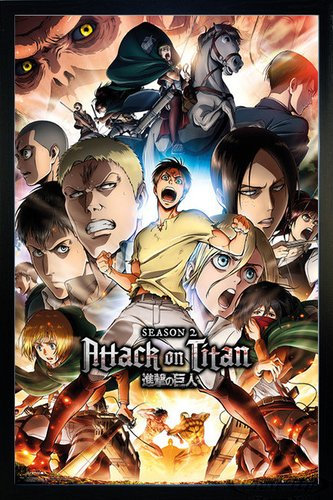 Close Up Attack On Titan Poster Season 2 Key Art (66x96,5 cm) gerahmt in: Rahmen schwarz