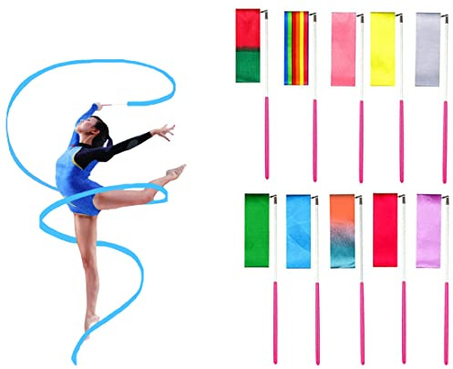AITIME 10 Pack 2 Meters Dance Ribbons, Ribbon Wands for Dancing