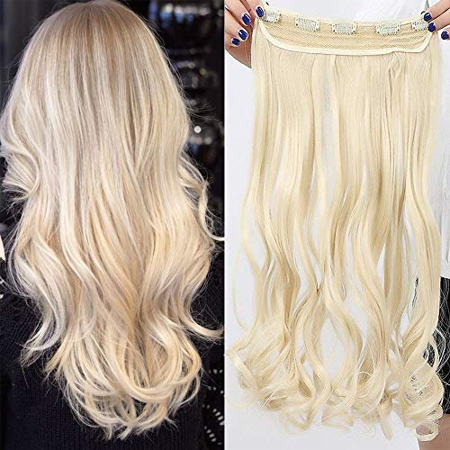 TESS Clip in Extensions Gewellt 68 cm, Blond Haarverlängerung 1 Teil 5 Clips Hair Extensions Clip in Synthetic Haarteil für Frauen