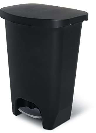 Glad 13 Gallon Trash Can | Plastic Kitchen Waste Bin with Odor Protection of Lid | Hands Free with Step On Foot Pedal and Garbage Bag Rings, Black