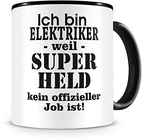 Samunshi® Elektriker Tasse mit Spruch Geschenk für Elektriker Mann Frau Kaffeetasse groß Lustige Tassen zum Geburtstag schwarz 300ml
