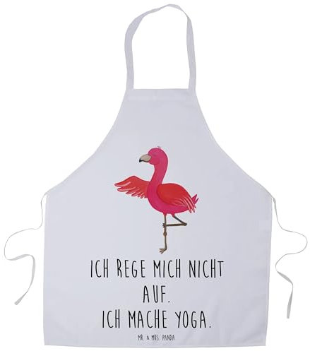Mr. & Mrs. Panda Kochschürze Flamingo Yoga - Geschenk, Yogi, Damen Schürze, Kochschürze Männer lustig, Yoga Urlaub, Baum, Tiefenentspannung,
