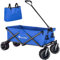 tectake® Faltbarer Bollerwagen, klappbarer Bollerwagen, extra breite Gummireifen, als Einkaufstrolley, Transportwagen, Strandwagen, faltbar und klappbar mit einem Griff, Klappbollerwagen - blau