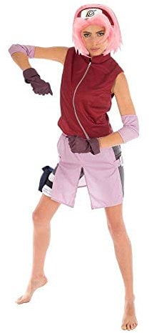 Chaks Naruto Damen Kostüm Sakura Haruno 6tlg rosa rot - L