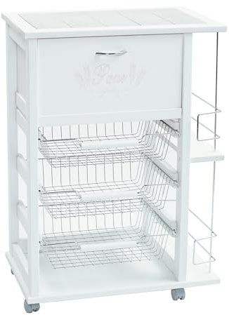Liberoshopping Carrello portafrutta Vesuvio con Portapane bottigliera (Bianco)