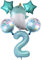 DIWULI, großes Wal Luftballon Set, XXL Zahl 2 Zahlen-Ballon blau, Folien-Ballon, Stern-Ballon 2. Kinder-Geburtstag Junge Mädchen, Dekoration, Ballon-Set Deko, Meer, Meerestier, Tier-Ballon, Tier-Party