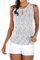 ELFIN Damen Tank Top Ärmellose Sommer Strand Oberteile Knopfleiste Bluse Läsiges Weste Top Shirts Basic, Druck-weiß, XL