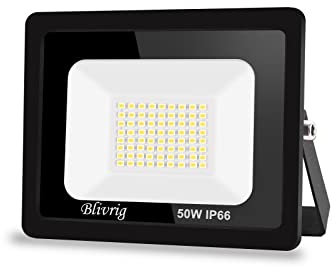 Blivrig LED Strahler Außen 50W,5000LM LED Scheinwerfer Superhell LED Fluter 6000K Kaltes Weiß Aussenstrahler,Wasserdicht IP66 LED Außenleuchte Flutlicht für Hof, Garage, Sportplatz,Flur, Garten