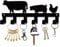 CREATCABIN Porte-Clés en Métal Crochets pour Clés Noirs Cintre Mural Décor Organisateur Suspendu en Fer Rock Décoratif avec 6 Crochets Vache et Cochon et Poulet 10.6 x 4.3 Pouces