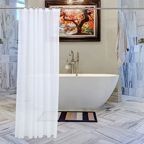 WedDecor Shower Curtains Mould Proof Resistant, Waterproof PEVA Shower Curtain Heavy Duty Bathroom Curtains, With 12 White Plastic Hooks, 180cm x 180cm, Clear