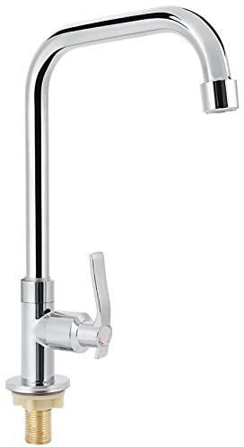 Moderner G1/2-Zoll-Gewinde-Einhand-Küchenspüle-Wasserhahn Einzel-Kaltwasserhahn 7-förmiger Waschbecken-Wasserhahn für Badezimmer Küche Home Bauernhaus-Waschtisch-WC-Zubehör