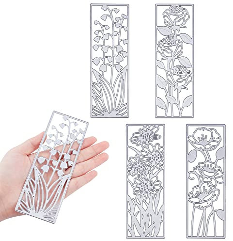 IOPYKKOA 4 pièces métal Fleur Cadre Matrices de découpe gaufrage pochoirs Forme de Pochoir pour Bricolage Signet Scrapbooking Carte décoration 3D Fleur décoration