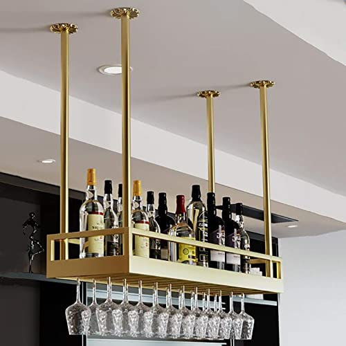 Étagère De Décor Plafond - Casier À Vin Suspendu, Casier À Vin Flottant De Style Européen, Porte-bouteille En Fer Avec Garde-corps, Support De Fleur Fixé Au Mur, Pour La Décoration De Bar/salon