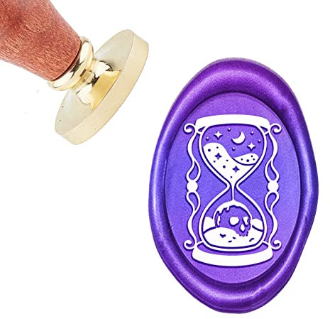 PH PandaHall Sanduhr Wachssiegel Stempel Totenkopf Siegelstempel Halloween Siegellack Stempel Oval Messing Stempelkopf Mit Holzgriff Für Horror Party Hochzeit Einladung Karte Geschenkpapier Umschläge