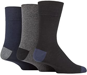 SockShop Gentle Grip Mens Patterned Socks Argyle Striped Spotty Casual Honeycomb Top Comfort Cuff, Pack of 3
