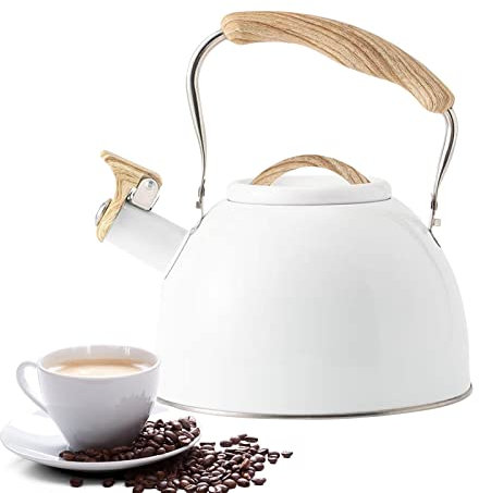 Yajimsa Bouilloire Sifflante Induction - Bouilloire À Thé en Acier Inoxydable, Camping Sifflante 3 L pour Cuisinière Feux (INOX)