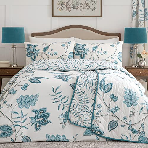 Dreams & Drapes Design - Samira - Reversible Duvet Cover Set - King Bed Size in Teal