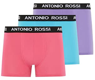 ANTONIO ROSSI (Confezione Da 3/6) Boxer Aderenti Da Uomo, Viola, Rosa, Blu (3 Pezzi), S
