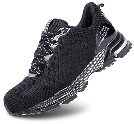 Hitmars Chaussures de Sécurité Hommes Femme Basket de Securite Chaussures de Travail Chaussure de Chantier Embout Acier Chaussure Sécurité Noir EU 40