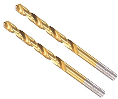 CoCud Forets Hélicoïdaux, 6.3mm Forage Diamètre, Titane Enduit Haute Vitesse Acier 6542 Droite Ronde Queue - (Applications: pour Inox Acier Alliage Métal), 2 pcs
