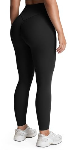 Aoxjox High Waisted Workout Leggings for Women Tummy Control Buttery Soft Yoga Metamorph Deep V Pants 26 (Black, Large)