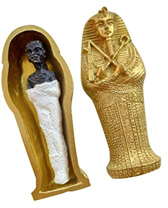 HOMSFOU Mini-mumien-figur Grabstein Historische Skulptur Fischaquarienlandschaft Ägyptischer König Tutanchamun Sammelbarer König Sarkophag Sarg Sarkophag Sargskulptur Ägypten