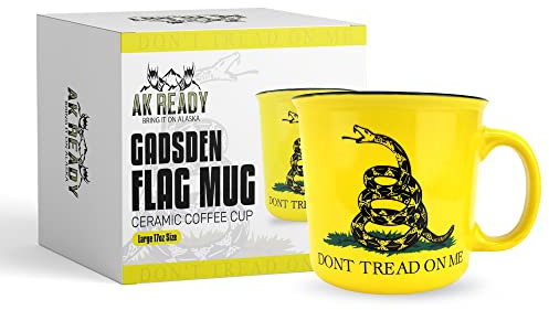 AK Ready Gadsden Keramik-Kaffeetasse mit der Flagge Don't TREAD ON ME, groß, 482 ml, Kaffee, Latte, Tee, Wasser, patriotisch