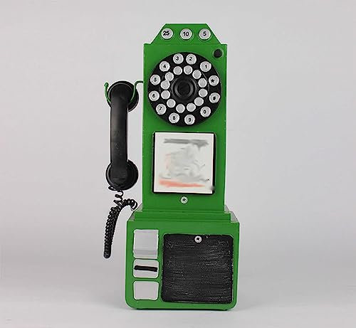 Vintage Pink Retro Telefon Ornament – Wandmontierte Eisen Kunst Antik Telefon für Wohnkultur, Fenster Fotografie Requisiten – Drehzifferblatt