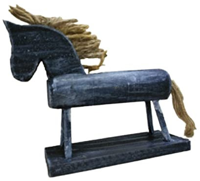 Warmhm Vintage Holzpferdefigur, Handgefertigte Kunstdekoration Schwarz