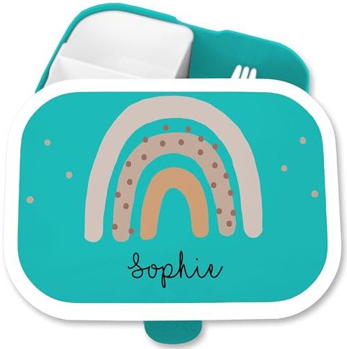 Brotdose Kinder Campus für Mepal - Brotbox Boho Regenbogen Lunchbox Rainbow I - 750 ml - Türkis - fächern schule geschenke kindergarten schulkind mädchen rosa brotzeitbox vesperbox kita