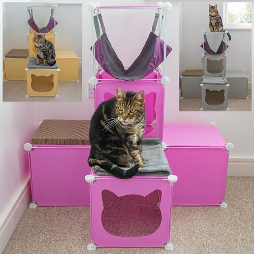 Kitty cubby/cat cave/cube with blanket and scratcher,pink,cream or gray,3 size kits to choose from (gray, medium kit (midi))