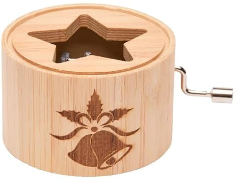 Spieluhr aus Bambus mit dem Weihnachtslied: Kling, Glöckchen, klingelingeling - music box von Kurbelwerk green-line, Christmas-Edition, Motiv Glocken