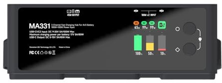 MA331 Air 3/3S Ladestation,200W 3 Kanal USB-C Smart Akkus Ladestation für DJI Air 3/3S Serie,Tragbarkeit RC Ladegerät mit APP Anschluss/LED Display und Entladefunktion