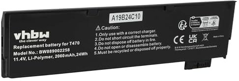vhbw Akku kompatibel mit Lenovo ThinkPad T480 (20L**), T470 (20J**), T570 (20H**) Notebook (2060 mAh, 11,4 V, Li-Polymer)