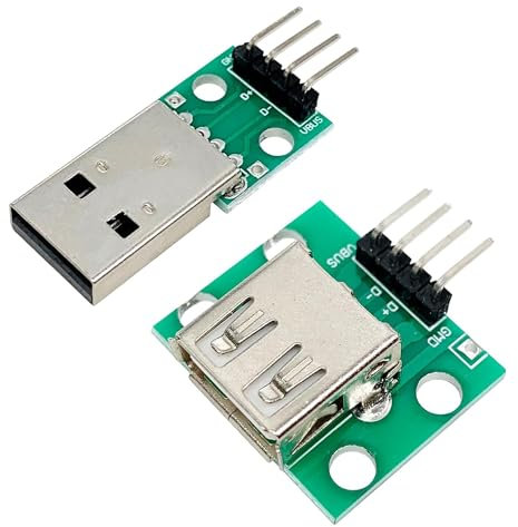 PENGLIN 5PCS USB2.0 Stecker und 5PCS Buchse auf DIP Adapter 2.54mm Teilung,USB 2.0 Typ A Stecker und Buchse zu DIP Konverter Breakout Board mit 4 Pins