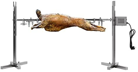 Lightakai Edelstahl Grillspieß, 53 Elektrischer Universal Drehspieß mit 25W Motor, Höhenverstellbar - 30kg Max Belastung