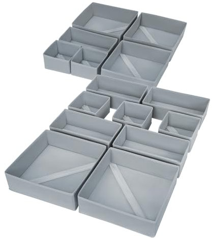 DIMJ Schrank Organizer Schubladen Organizer, Faltbare Aufbewahrungsbox Stoff, 15er Unterwäsche Organizer, Organizer Kleiderschrank für Krawatten, Kleidung
