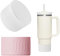 Nearockle Set di 2 protezioni per fondo per bicchieri, in silicone, compatibili con Quencher H2.0, tazza moderna semplice, tazza termica della stessa dimensione di 7-7,5 cm (trasparente e rosa)