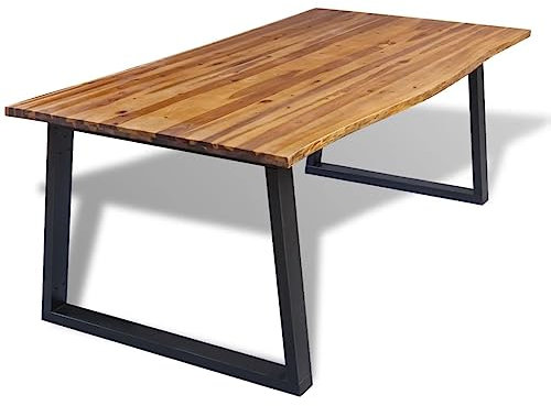 NQJIBUE Tische Esstisch Massivholz Akazienholz 200x90cm Küchen- & Esszimmertische