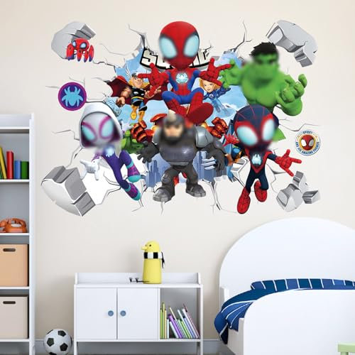 3D Wandaufkleber Aufkleber, Kinderzimmer Hero Wandsticker Wohnzimmer Küche dekorative Wandaufkleber Cartoon Wandtattoo Kinderzimmer Babyzimmer Hause Wanddekoration