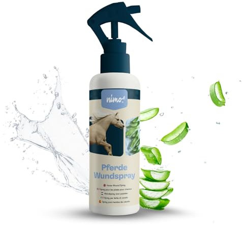 nimo® Pferde Wundspray mit Aloe Vera & Panthenol | Wundpflege für Pferde | Regeneration der Haut bei Wunden, Entzündungen und Irritationen | Narben- und Wundspray gegen Juckreiz & Kratzen