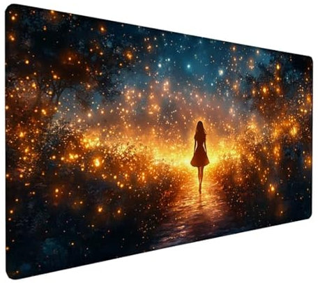 Gaming Tapis de Souris XXL 800 x 400 x 3 mm Grand Tapis de Souris Noir Mouse Pad Dessin Animé Tapis Souris Surface Lisse et Base en Caoutchouc Anti-dérapant, Decoration Chambre Fille Gifts Z-44