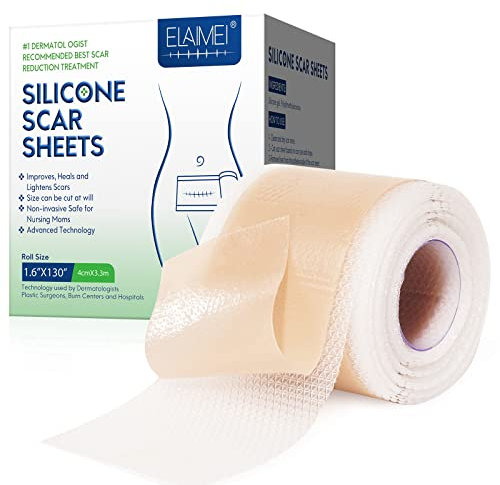 Pansement Silicone Cicatrice - Silicone Scar Sheets, EnlèVe les Nouvelles Cicatrices CauséEs par une CéSarienne, une Chirurgie, une BrûLure, Etc. (Rouleau De 4 X 330 CM)