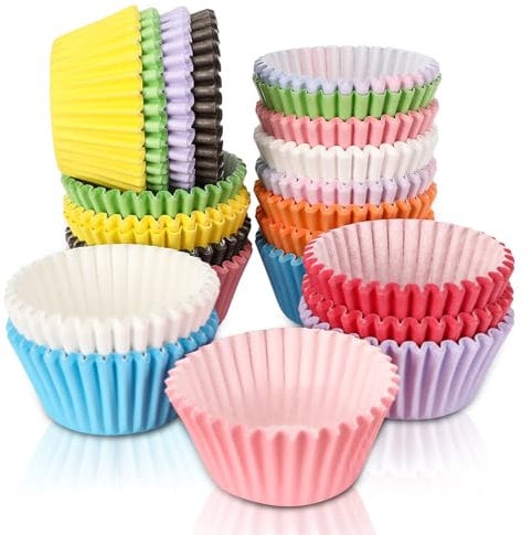 Pavlleen Mini Muffin Förmchen, Farbenfrohe Papierförmchen 500 Stück mit 10 Farben, Mini-Muffinförmchen Patisserie aus Papier, Cupcake-Förmchen Ideal für Hochzeit, Partys, Geburtstage, (Mini)