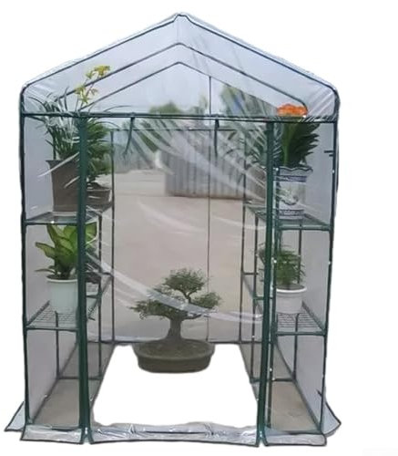 Copertura di ricambio per serra da esterni, in PVC trasparente, per 4 ripiani, 143 x 143 x 195 cm, impermeabile, copertura per piante da giardino, fiori (PVC)